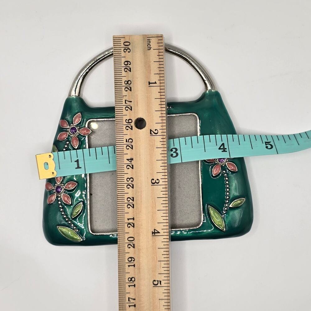 Handbag Purse Shaped Metal Floral Picture Frame - Picture 3 of 4